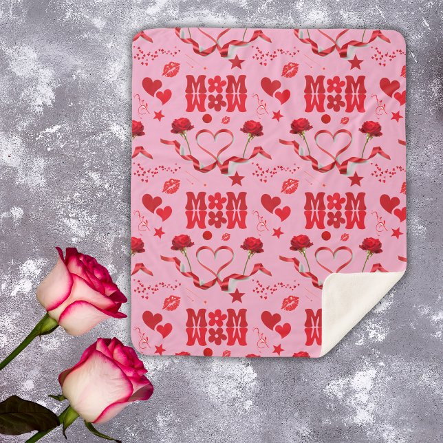 Couverture Sherpa MOM/WOW : Une lettre d'amour en rouge sur rose | (Créateur téléchargé)
