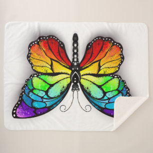 Couverture Sherpa Monarque papillon arc-en-ciel