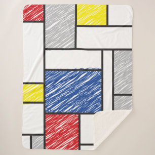 Couverture Sherpa Mondrian Gribouillages Minimaliste Art Moderne De
