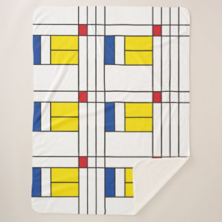 Couverture Sherpa Mondrian II Design d'Art Moderne Minimaliste De St