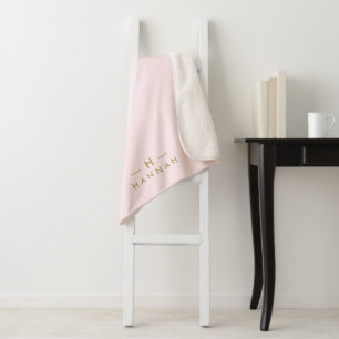 Couverture Sherpa Monogram Blush Elegant Gold Minimum