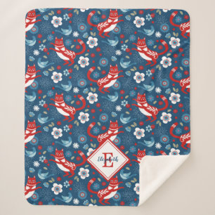 Couverture Sherpa Monogram Cute Chat Motif Sherpa Blanket