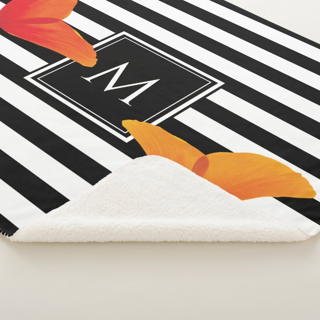 Couverture Sherpa Monogramme à rayures noires chic (3/4)