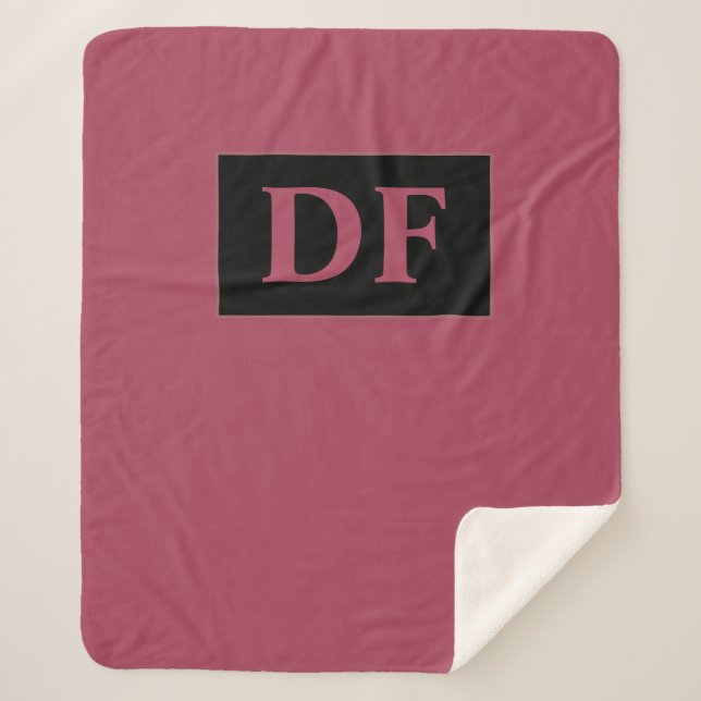 Couverture Sherpa Monogramme Bourgogne (Devant)