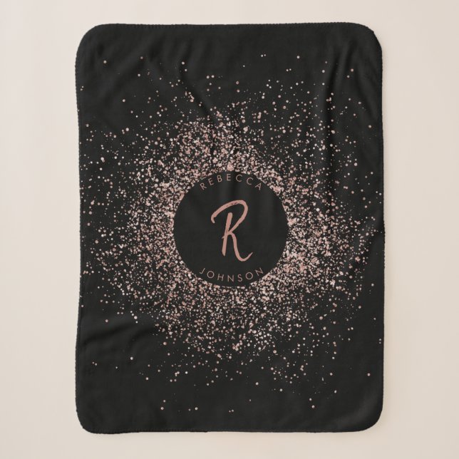 Couverture Sherpa Monogramme de cadre de Parties scintillant rose ro (Devant)