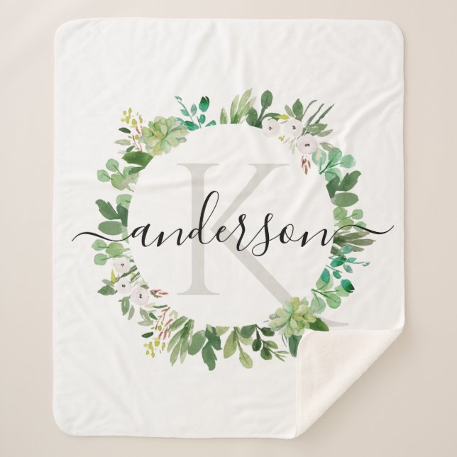 Couverture Sherpa MONOGRAMME DE COULEUR D'EAU DU cool SUCCULENT WREA (Devant)