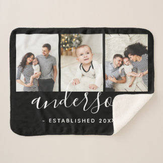 Couverture Sherpa Monogramme de famille moderne 3 Collage photo