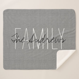 Couverture Sherpa Monogramme de la famille de gris rustique