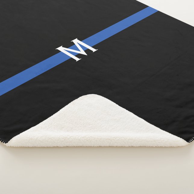 Couverture Sherpa Monogramme de la ligne bleue mince de la police (3/4)