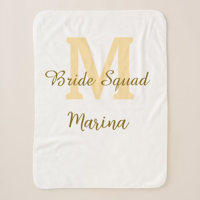 Couverture Sherpa Monogramme de l'équipe de la mariée simple shower  (Devant)