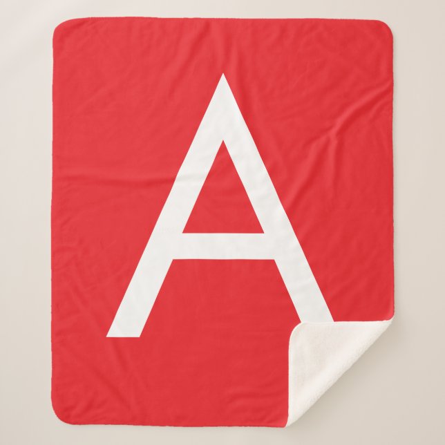 Couverture Sherpa Monogramme de lettre initiale rouge blanc simple m (Devant)