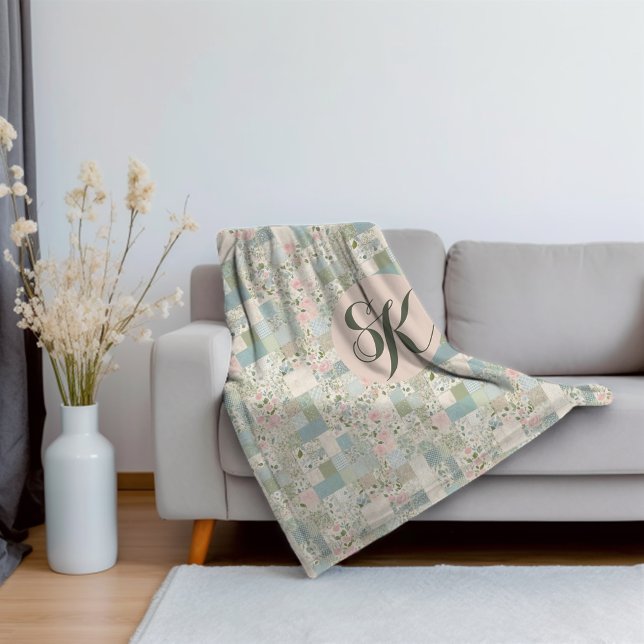 Couverture Sherpa Monogramme de maquette (Créateur téléchargé)