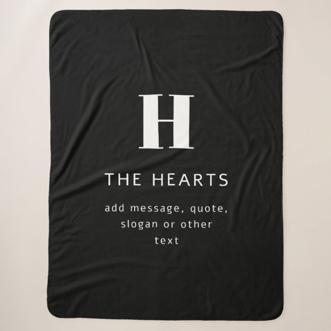 Couverture Sherpa Monogramme de nom et message moderne éditable | No (Devant)