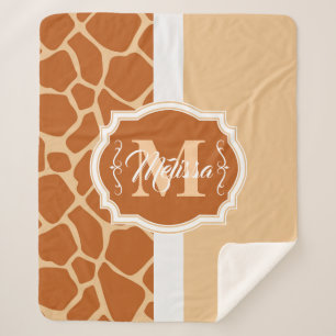 Couverture Sherpa Monogramme d'impression de girafe