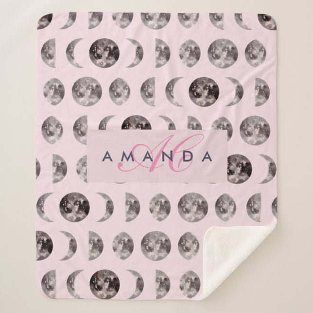 Couverture Sherpa Monogramme Dreamsical Lune Phases Cadeaux (Devant)