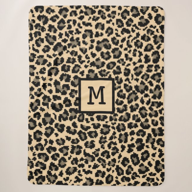 Couverture Sherpa Monogramme Empreinte de léopard Élégant initial an (Devant)