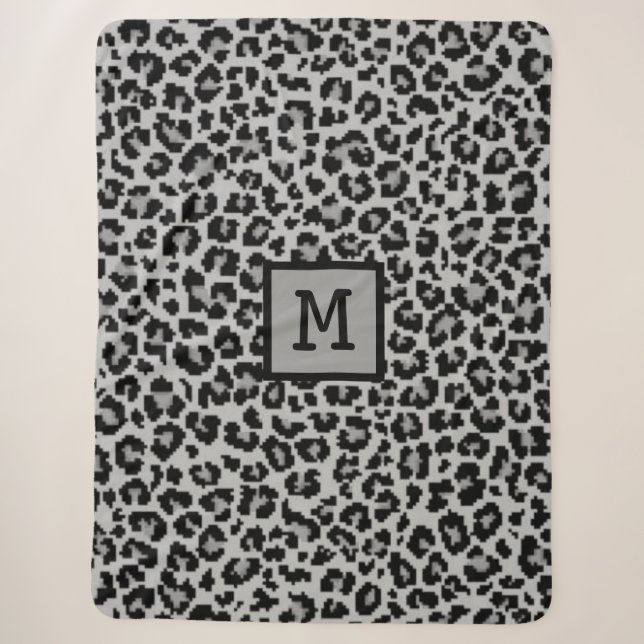 Couverture Sherpa Monogramme Empreinte de léopard initial Élégant an (Devant)