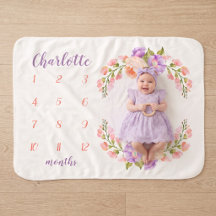 Monogramme Floral Aquarelle pour Photo de Bébé Éta