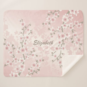 Couverture Sherpa Monogramme floral vintage d'abricot à fleurs de ce