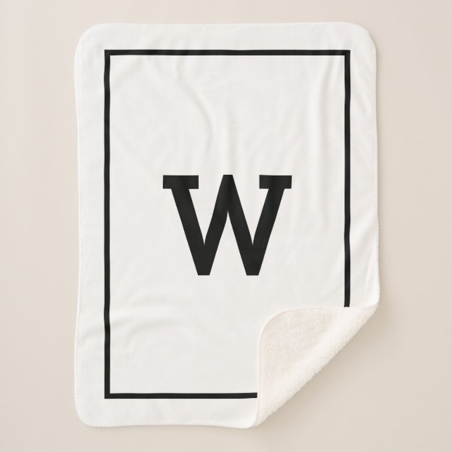 Couverture Sherpa Monogramme initial noir simple (Devant)