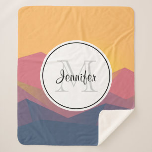 Couverture Sherpa Monogramme minimaliste géométrique des montagnes r