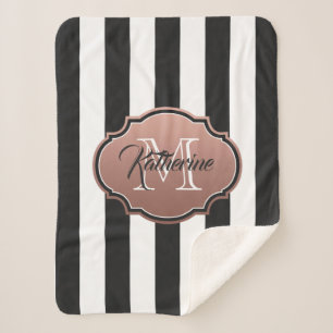 Couverture Sherpa Monogramme noir et blanc