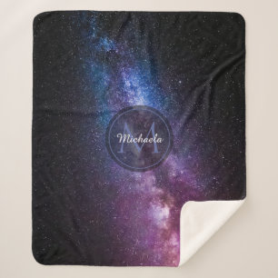 Couverture Sherpa Monogramme personnalisable à voie lactée