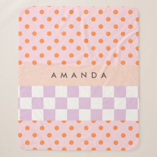 Couverture Sherpa Monogramme personnalisé Pastel Polka Dot Lilac chè