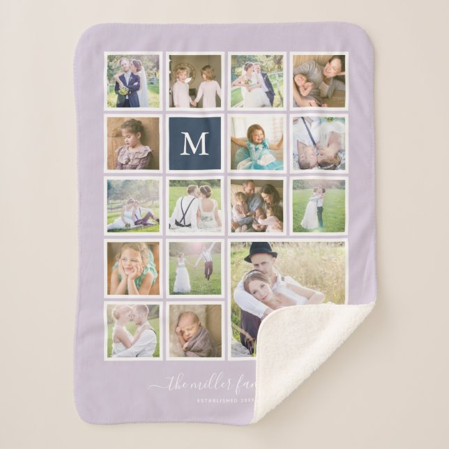 Couverture Sherpa Monogramme photo couleur Arrière - plan modifiable (Devant)