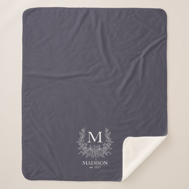 Couverture Sherpa Monogramme rustique personnalisé initial (Devant)