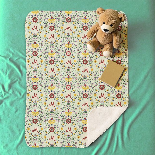 Couverture Sherpa Monogramme scandinave Motif scandinave de roupie n (Créateur téléchargé)