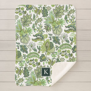 Couverture Sherpa Monogramme Vintage de saumons verts
