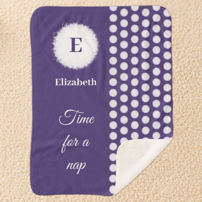 Couverture Sherpa Monogramme violet et blanc, c'est l'heure de la si (Créateur téléchargé)