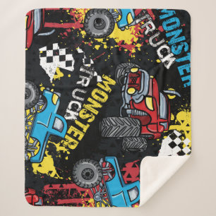 Couverture Sherpa Monster Car : Abstrait Motif enfant