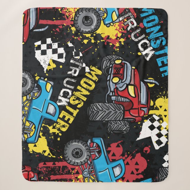 Couverture Sherpa Monster Car : Abstrait Motif enfant (Devant)