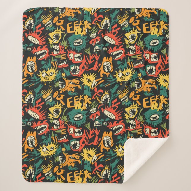 Couverture Sherpa Monstre de Graffiti Eek Noir Halloween (1) (Devant)