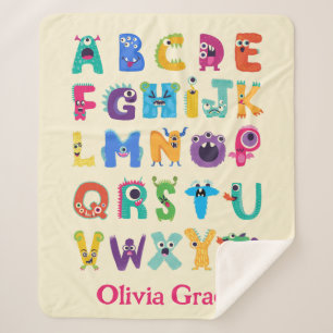 Couverture Sherpa Monstre Personnalisé ABC Monstres Silly Alphabet