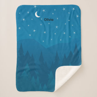 Couverture Sherpa Montagne Lune Étoiles Nom Person