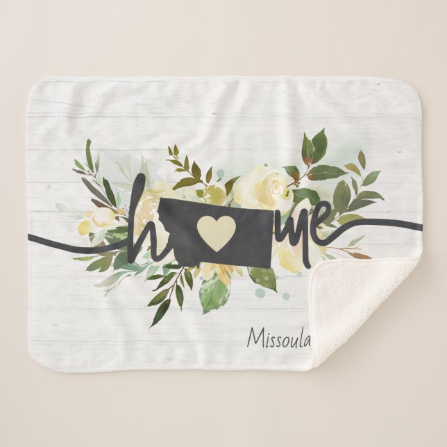 Couverture Sherpa Montana State Personnalisé Votre Maison Ville Rust (Devant (Horizontal))