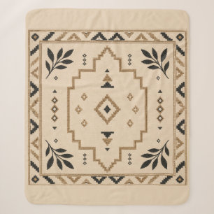 Couverture Sherpa Moroccan Geometric Boho Beige Sherpa Blanket