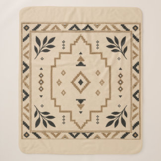 Couverture Sherpa Moroccan Geometric Boho Beige Sherpa Blanket