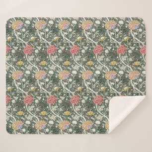 Couverture Sherpa Morris Cray Vintage Blossom Design Floral Vert