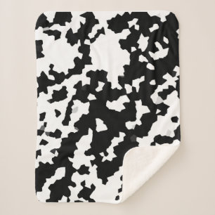 Couverture Sherpa Mosaïque Abstraite irrégulière Camo noir et blanc