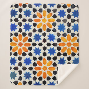 Couverture Sherpa mosaïque arabe de carreaux de style marocain, déco