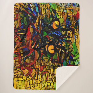 Couverture Sherpa Mosaïque colorée Chat Art Prin