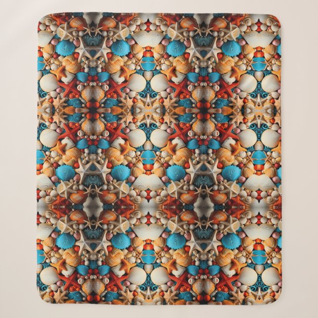 Couverture Sherpa Mosaïque Coquillages (Devant)