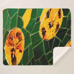 Couverture Sherpa Mosaïque espagnole jaune et verte