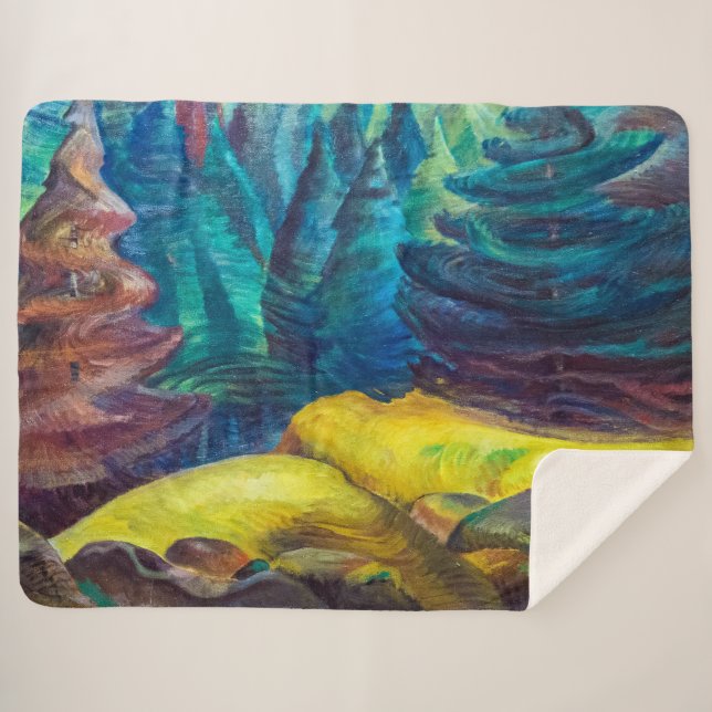 Couverture Sherpa Moss jaune | Emily Carr | (Devant (Horizontal))