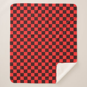 Couverture Sherpa Motif à carreaux gras rouge et noir