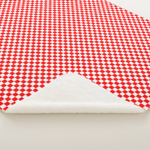 Couverture Sherpa Motif À damiers croate rouge blanc